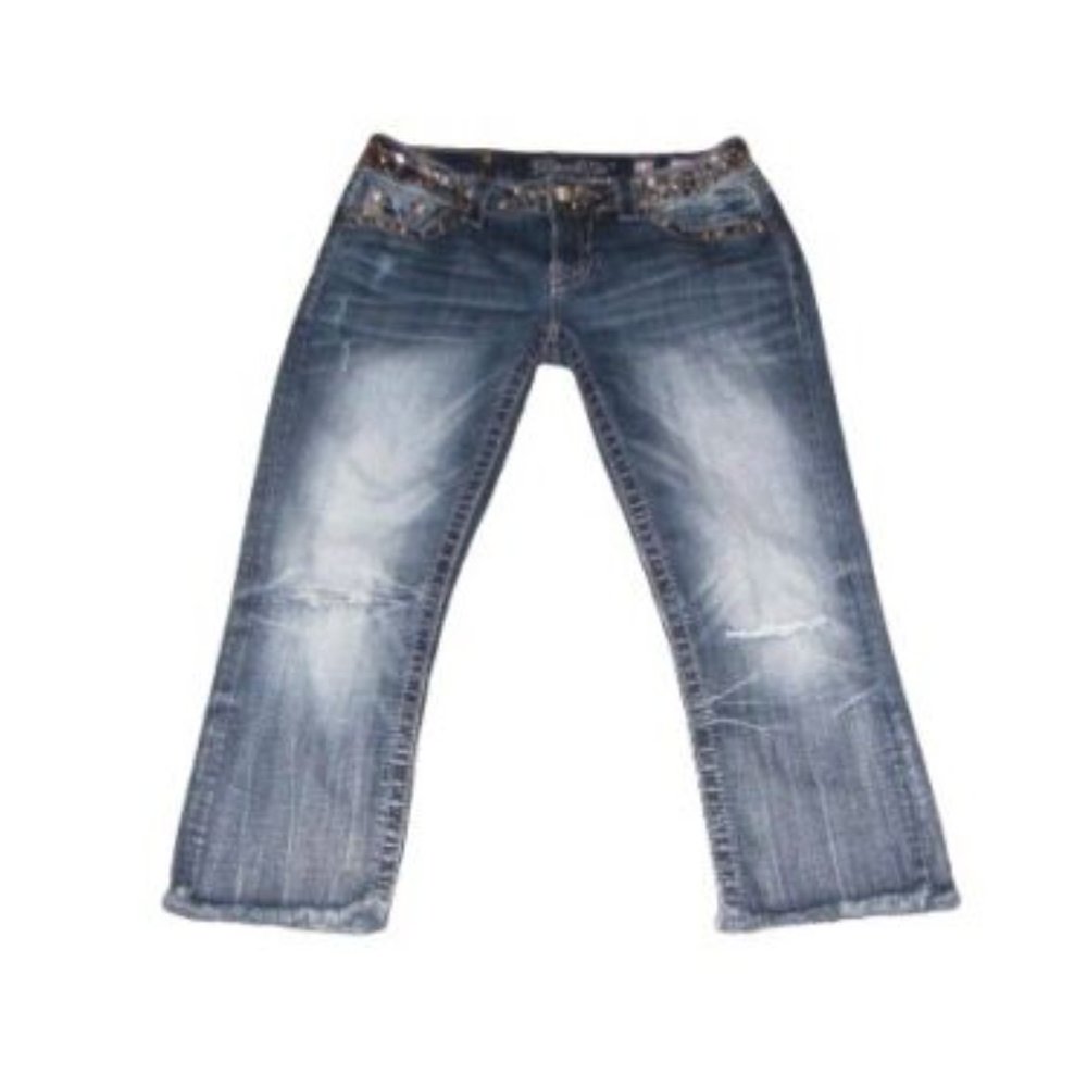 Miss Me Jeans Size 28 Signature Cuffed Capri studded embellished distressed